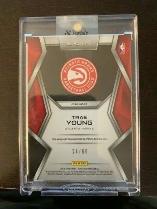 Trae Young Spectra Rookie Rising Stars Auto 24/60 Hawks 2