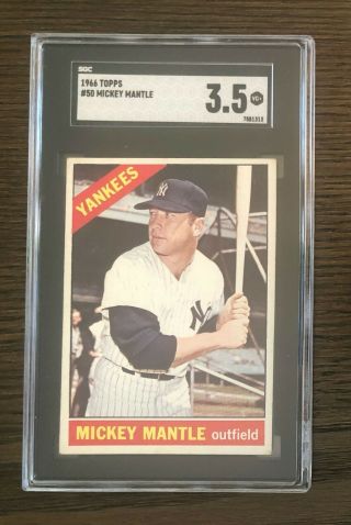 1966 Topps 50 Mickey Mantle Hof - Ny York Yankees - Sgc 3.  5 Vg,