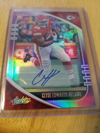 Clyde Edwards - Helaire 2020 Absolute Autographed Rookie Football Card 3 Of 5