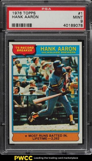 1976 Topps Hank Aaron Record Breaker 1 Psa 9