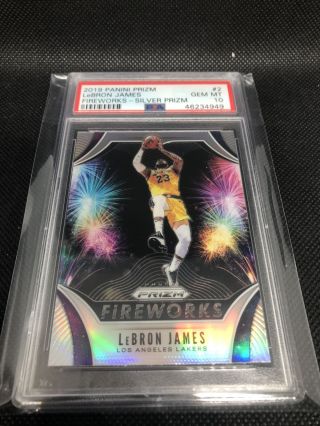 2019 - 20 Prizm Silver Lebron James Psa 10 Fireworks Lakers Mvp