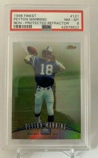 1998 Finest 121 Peyton Manning Np Refractor Rc Psa 8 Nm - Mt Colts