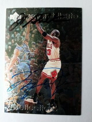 Michael Jordan/John Stockton 1996 Upper Deck Auto Autograph Signed Card w/ 3