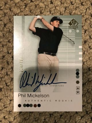 2002 Ud Sp Authentic Spa Phil Mickelson Auto Autographed Rookie Rc 218/799
