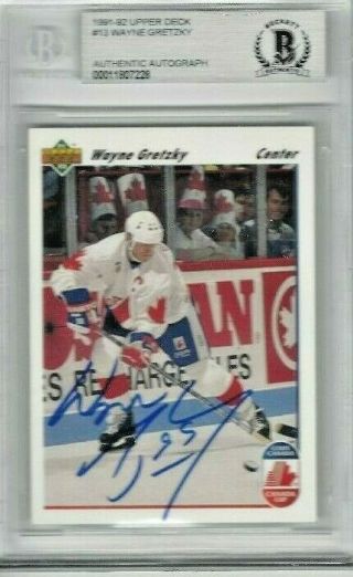 Wayne Gretzky Auto Card 1991 - 92 Upper Deck Beckett Authentic Canada Cup Jersey