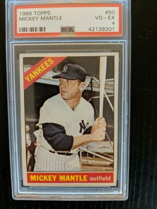 1966 Topps Mickey Mantle 50 Psa 4 Vg - Ex Hof Yankees