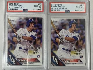 (2) Corey Seager 2016 Topps Flagship Rookie Psa 10 All - Star Stamp Parallel 85
