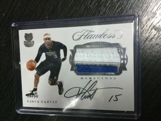 2016 - 17 Panini Flawless Vince Carter 19/25 Sliver Game Patch Auto Autograph