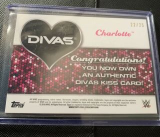 2016 Topps WWE Divas Charlotte Flair Auto Kiss Card 22/25 2