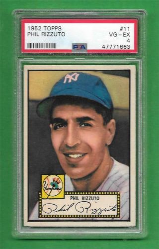 1952 Topps 11 Phil Rizzuto Psa Vg - Ex 4 York Yankees Old Baseball Card