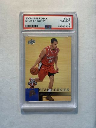 2009 - 10 Ud Upper Deck 234 Stephen Curry Star Rookie Rc Psa 8 Nm - Mt Warriors Sp