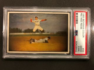 1953 Bowman Color Pee Wee Reese 33 Psa 2 Mk Good Centered Eye Appeal