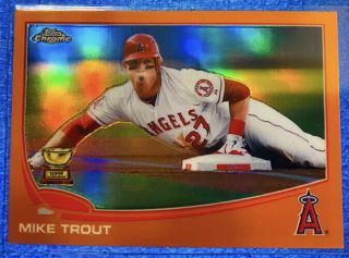 Mike Trout 2013 Topps Chrome Sp Orange Refractor Sliding All Star Rookie Trophy