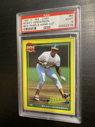 1991 Opc O Pee Chee Baseball Wax Box Bottom H Rickey Henderson Psa 9