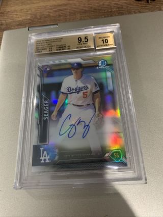 2016 Bowman Chrome Corey Seager Rookie RC Auto Refractor /499 BGS 9.  5/10 Dodgers 2
