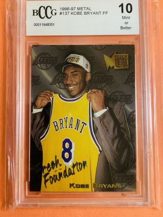 1996 - 97 Metal Fresh Foundation 137 Kobe Bryant Rookie Card BGS BCCG 10 GEM 2