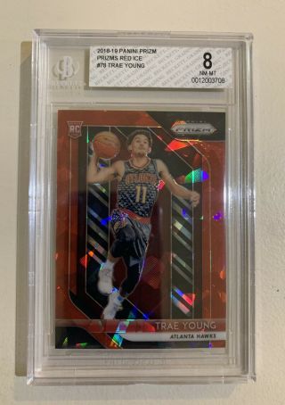 2018 - 19 Panini Prizm Trae Young Red Ice Rc Hawks 78 Prizms Non Auto Rookie