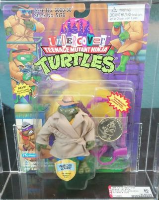 1991 - 1994 Playmates Tmnt Teenage Mutant Ninja Turtles Undercover Leo Afa 80 Moc