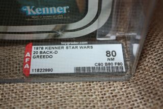 Vintage 1978 Kenner STAR WARS 20 back - d GREEDO graded AFA 80 Boba Fett offer 21 3