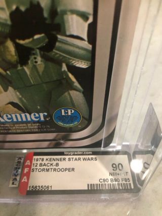 1978 Kenner Star Wars 12 Back B Stormtrooper AFA NM,  MT C90 B90 F85.  UNPUNCHED 2