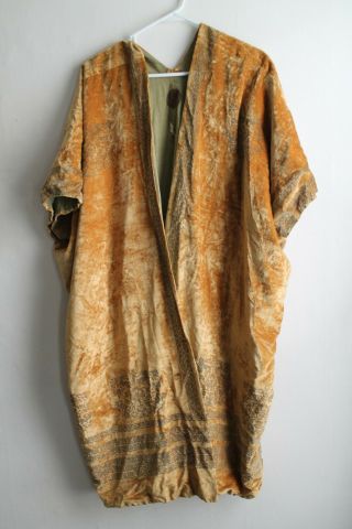 RARE Mariano Fortuny Venise 1910s Edwardian Gold Jacket Robe Stencil Velvet 3