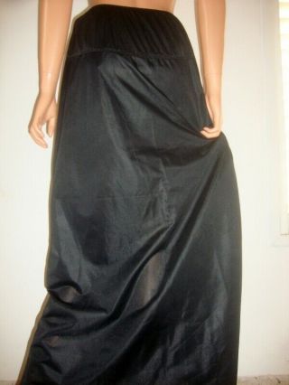 Vtg Kayser Black Stiff Celon Nylon Lace Trim Formal Length Half Slip Petticoat L