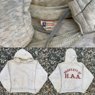 Vintage Vtg 50s Champion Running Man Harvard A.  A.  Double Layer Hoodie Sweater L