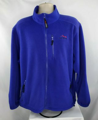 Vtg Ll Bean Outdoors Blue Full Zip Fleece Jacket W/pockets Made In Usa Mens L