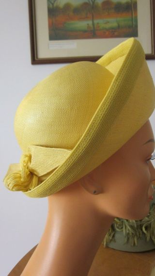 1960,  S Yellow Straw Breton Style Hat By Augusta Australia.  Fab Cond