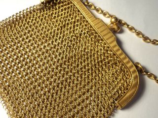 Antique 14k Yellow Gold Mesh Chainmail Purse Small 31.  41g 2.  75 " X 2.  25 ",  Chain