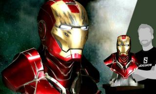 Sideshow Exclusive Iron Man Life Size Bust Battle 1:1 Shipper Gem Led