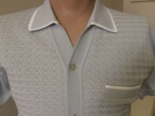 Vintage Men’s 60s 70s Knit Shirt Styled In Italy,  Retro Mid Century 3