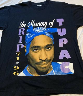 Tupac Tee Shirt Vintage In Memory Of 1971 - 1996 Xl Shakur Hiphop Rare Rap “read”