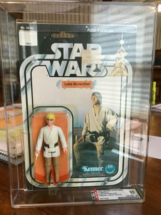 Vintage Kenner Star Wars Afa 85 Luke Skywalker 12 Back C Card Moc Taiwan