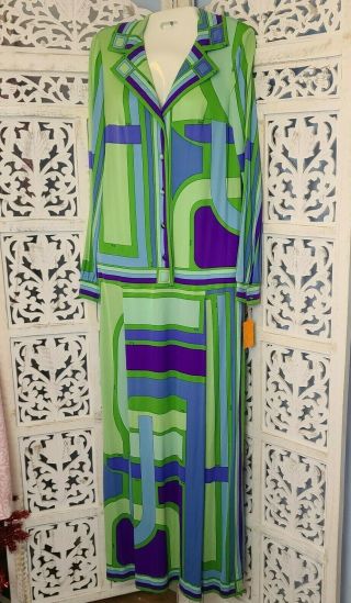 Nwt Vintage Emilio Pucci Geometric 60s Made In Italy For Lord & Taylor Rare 12