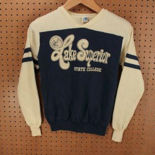 Vtg 70s 80s Usa Made Sweatshirt Small Lake Superior College Michigan