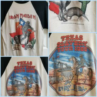Vintage 1985 Iron Maiden Texas Slavery Tour Large Shirt Metallica Saxon Ratt