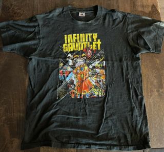 Rare 1991 Infinity Gauntlet T - shirt Marvel Comics Comic Thanos Vintage XL Tee 2