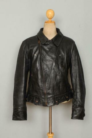Vtg 1940s Ralphs Pugh Horsehide Police Leather Motorcycle Jacket Large