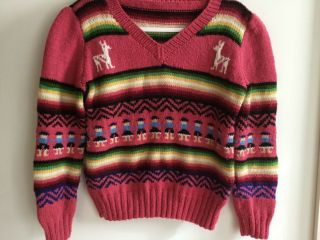 Princess Diana Look - A - Like Aztec Sweater Pullover Hand Knitted Wow Rare