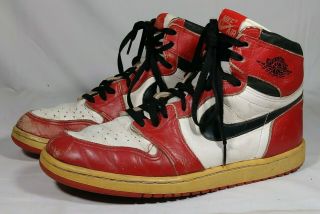 Vintage 1985 Nike Air Jordan 1 Og Basketball Sneakers Size 10 Worn
