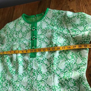 Vintage Lane Bryant Womens Sheath Dress Size 14 Plus Green Floral Short Sleeve