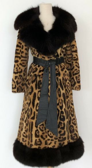 The Greatest $20k Leopard/jaguar Stenciled Vintage Mink Coat W/ Fox Collar Ever
