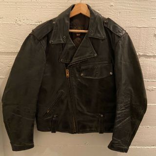 Vtg 1950’s Buco Horsehide Leather Motorcycle Jacket Sz 42 Black Talon Zippers