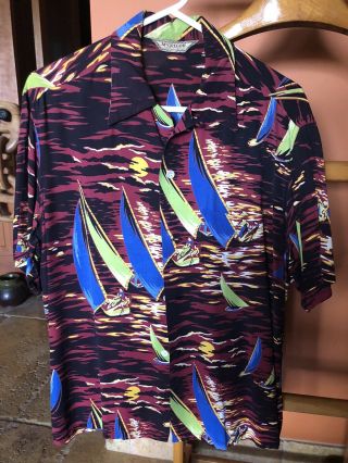 1950’s Men’s Mcgregor Rayon Hawaiian Shirt Size Medium Large