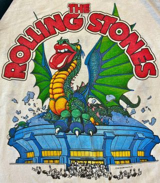 Vintage 80s 1981 The Rolling Stones American Rock Concert Tour T Shirt Jersey S