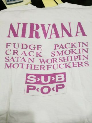 NIRVANA tee shirt vintage 1990 LARGE 42 - 44 Bleach Tour - Sub Pop 2