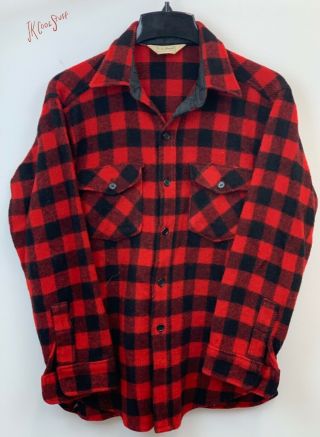 Vintage Ll Bean Mens Size M Red Black Lumberjack Flannel Shirt Long Sleeve