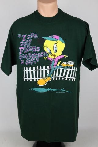 Vintage 1996 Looney Tunes Adult Xl Tweety Bird Single Stitch Graphic T Shirt Usa