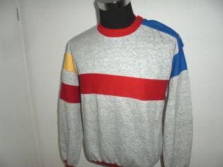 Vintage Italy 80s Sweatshirt Pullover Heather Grey Milano Oldschool Xl (fits M - L)